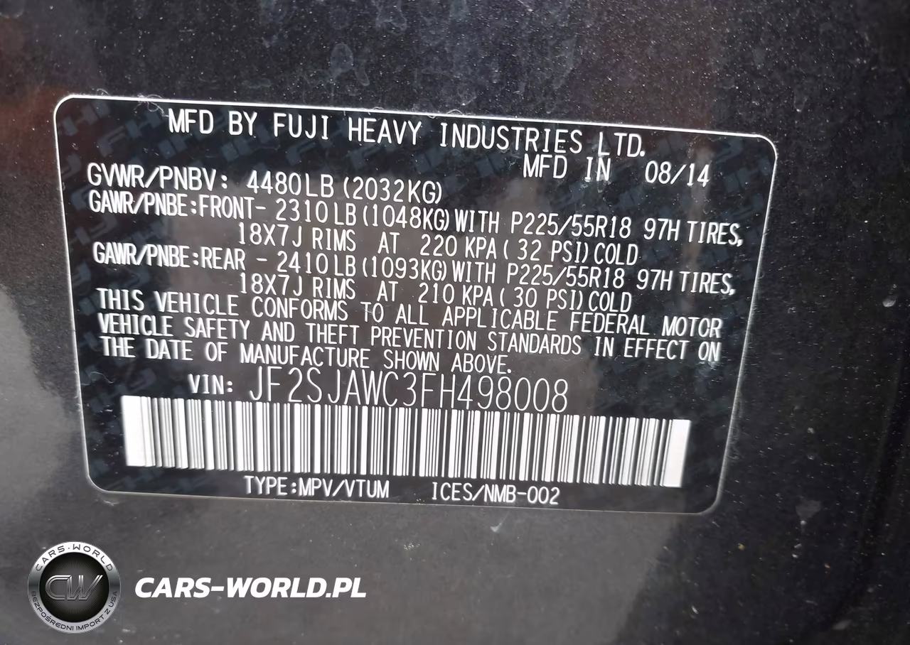 2015 Subaru Forester 2.5I Touring VIN:JF2SJAWC3FH498008 - 9