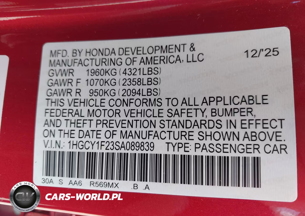 2025 Honda Accord Lx VIN:1HGCY1F23SA089839 - 9