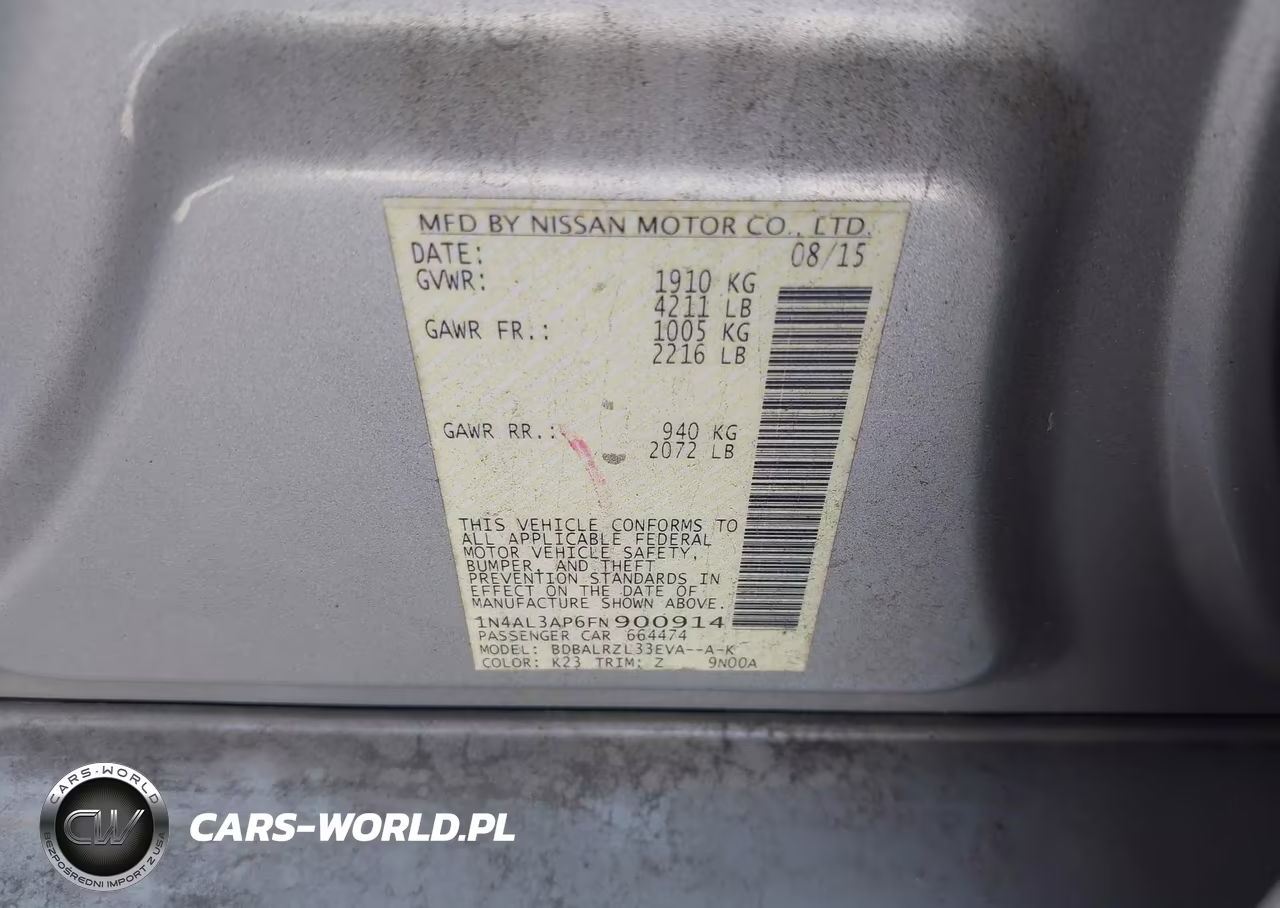 2015 Nissan Altima 2.5 Sl VIN:1N4AL3AP6FN900914 - 9