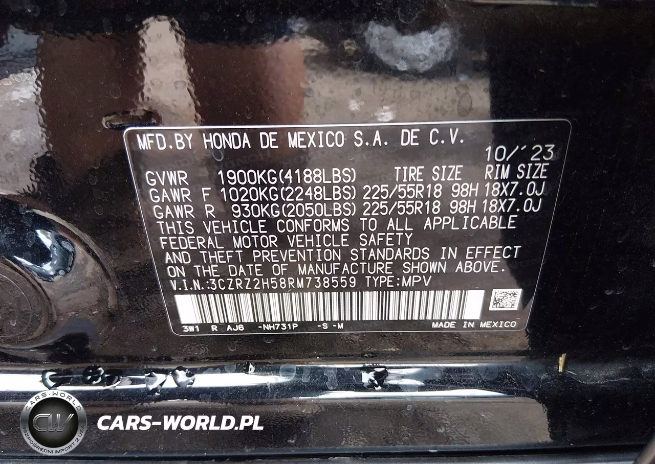 2024 Honda Hr-V Awd Sport-Awd Sport W-O Bsi VIN:3CZRZ2H58RM738559 - 9