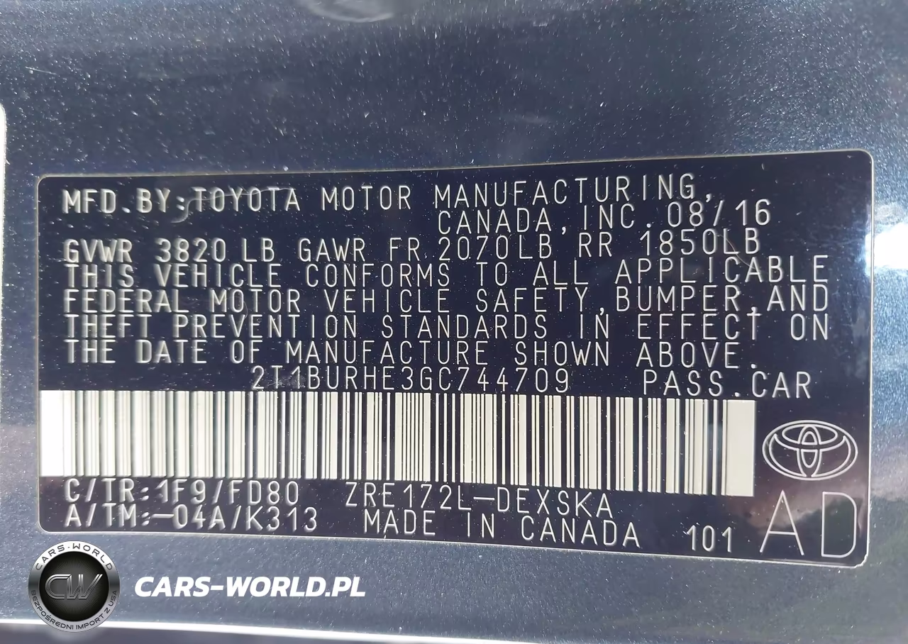 2016 Toyota Corolla S Plus VIN:2T1BURHE3GC744709 - 9
