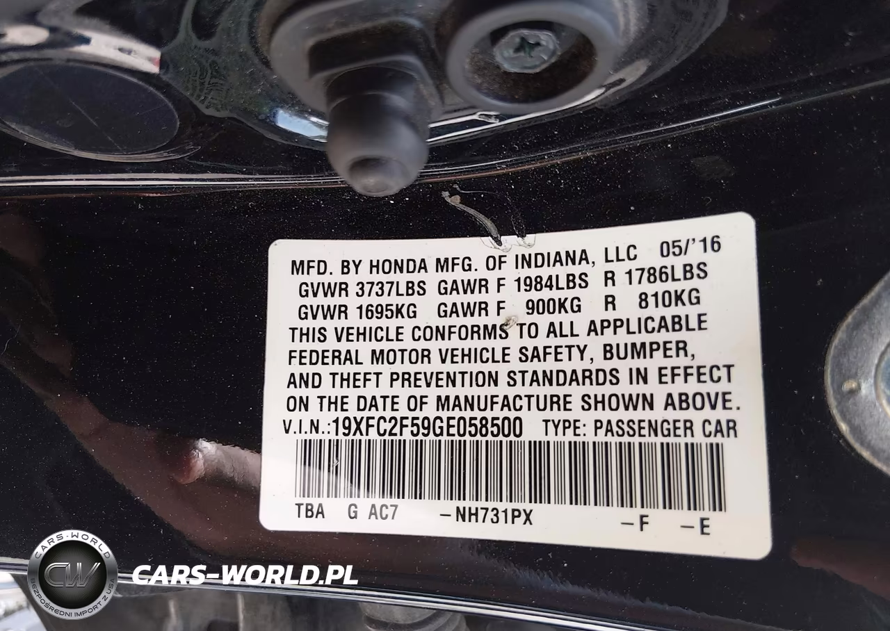 2016 Honda Civic Lx VIN:19XFC2F59GE058500 - 9