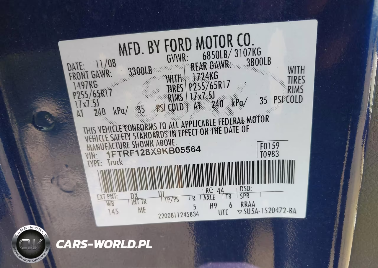 2009 Ford F-150 Xl-Xlt VIN:1FTRF128X9KB05564 - 9