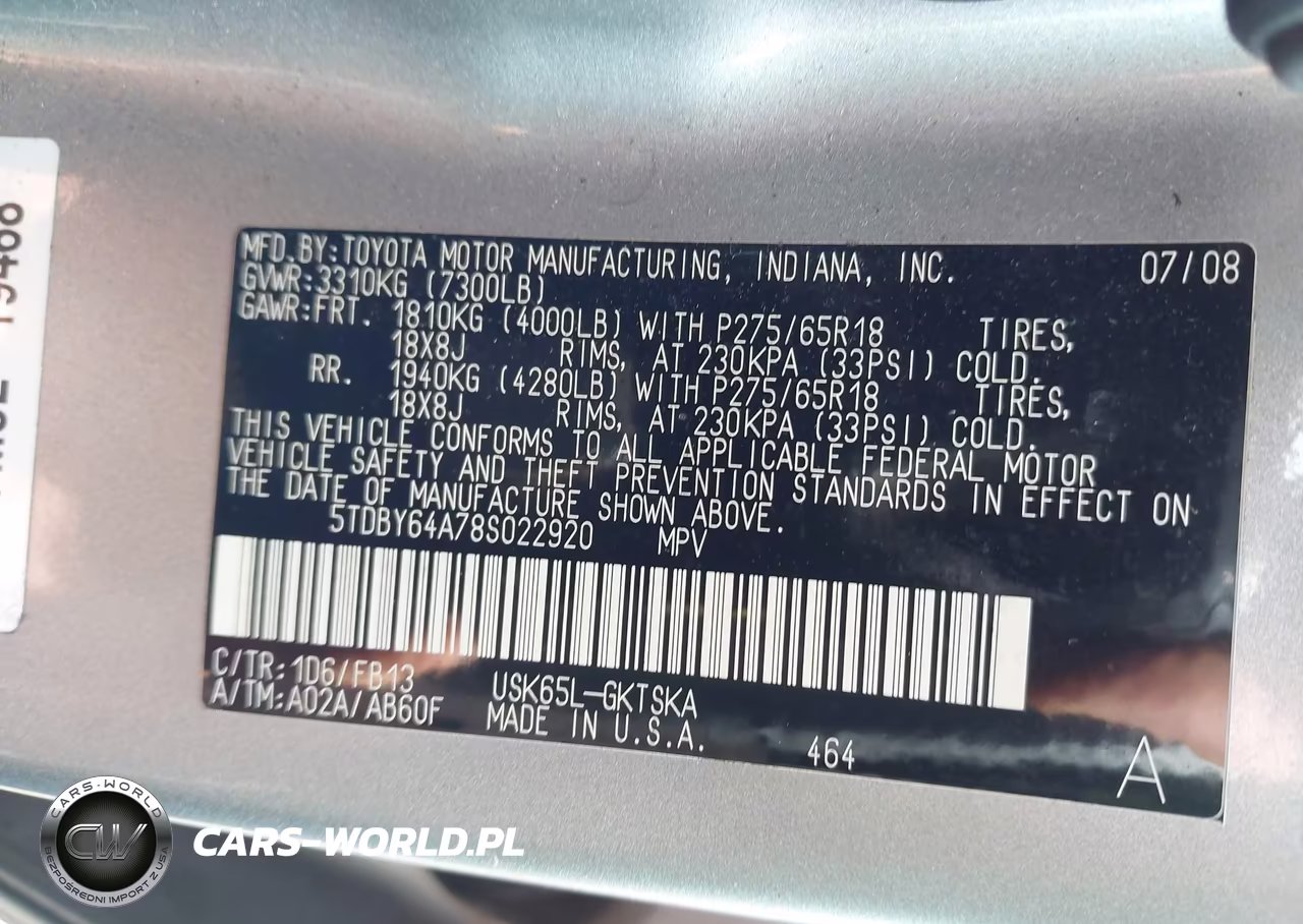 2008 Toyota Sequoia VIN:5TDBY64A78S022920 - 9
