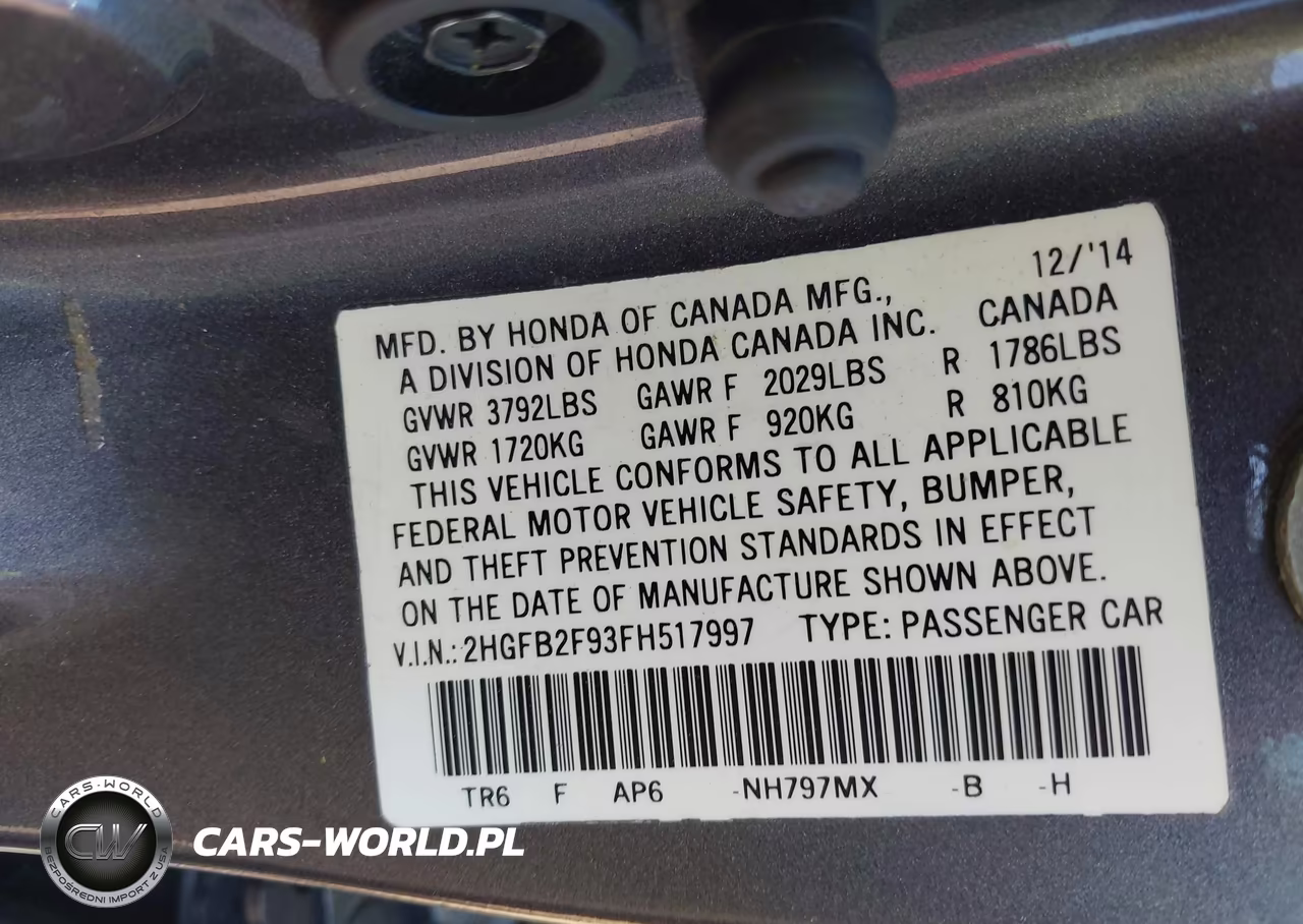 2015 Honda Civic Ex-L VIN:2HGFB2F93FH517997 - 9