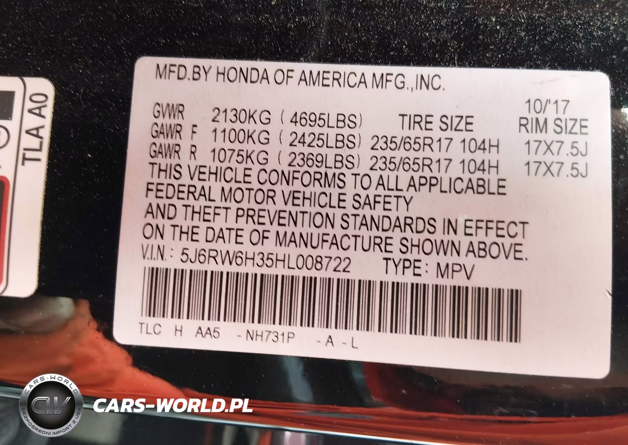 2017 Honda Cr-V Lx VIN:5J6RW6H35HL008722 - 9