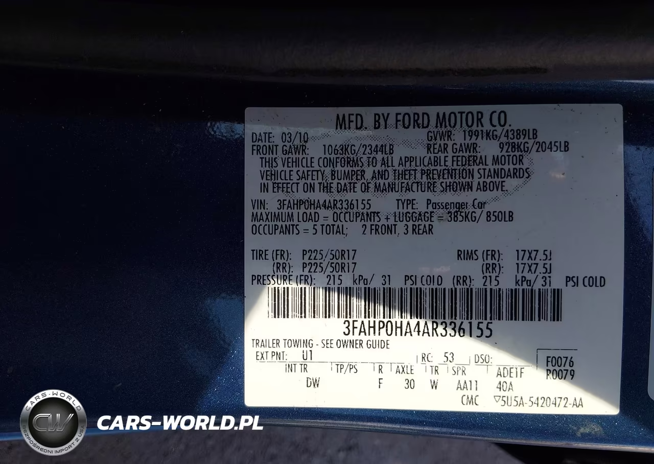 2010 Ford Fusion Se VIN:3FAHP0HA4AR336155 - 9