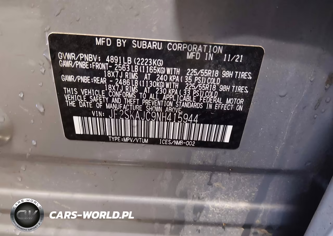 2022 Subaru Forester Sport VIN:JF2SKAJC9NH415944 - 9