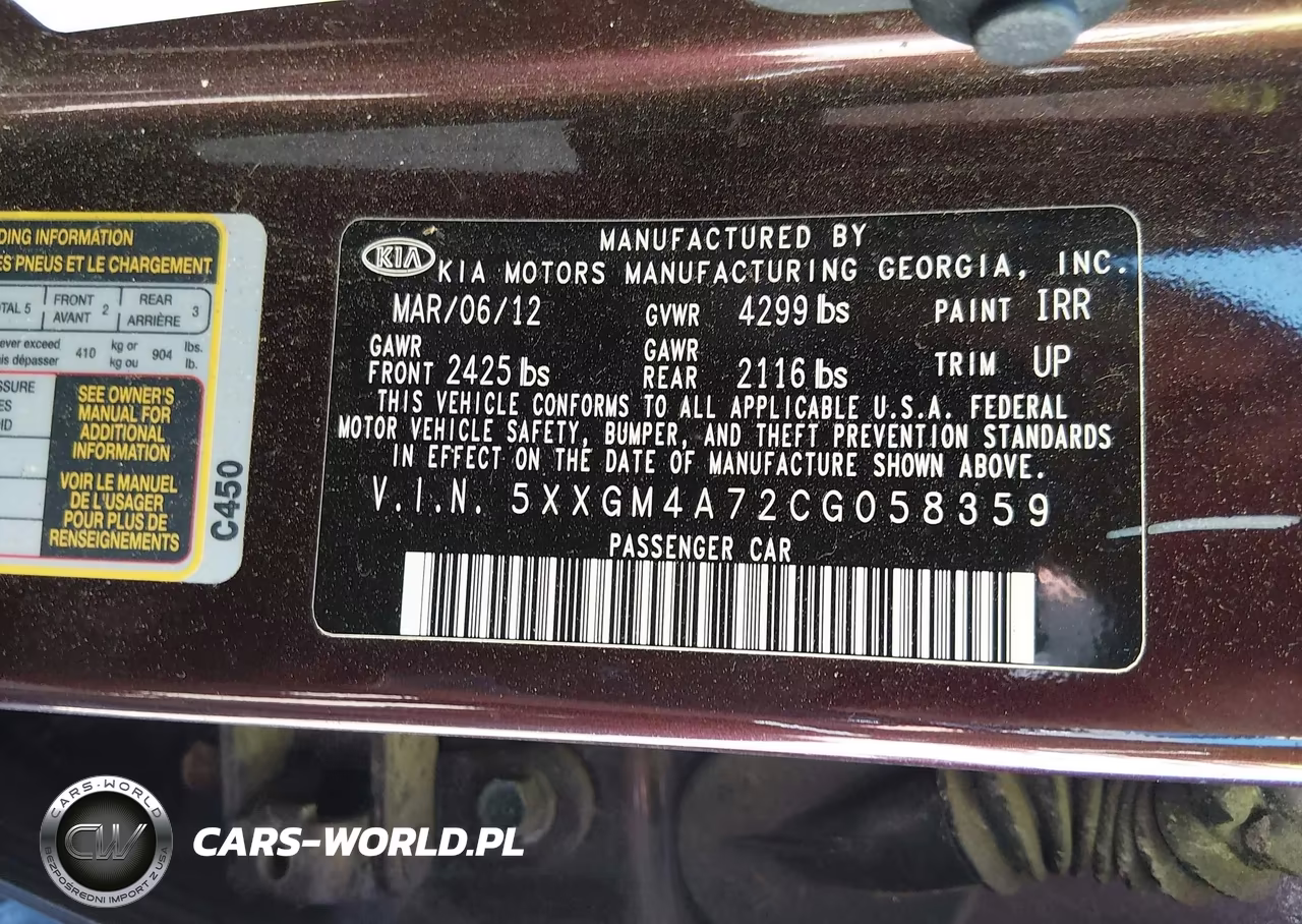 2012 Kia Optima Lx VIN:5XXGM4A72CG058359 - 9