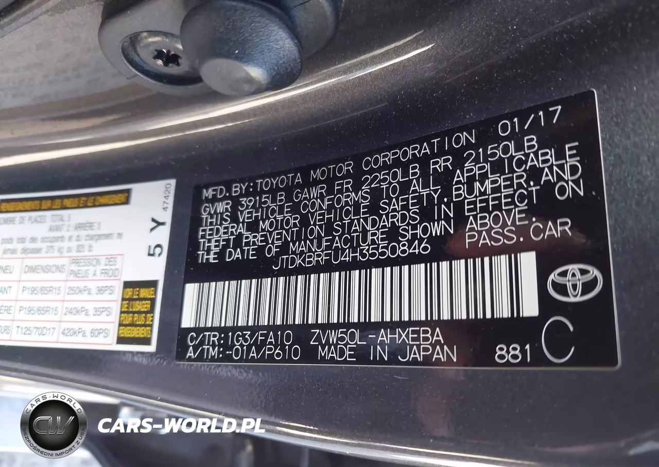 2017 Toyota Prius Two VIN:JTDKBRFU4H3550846 - 9