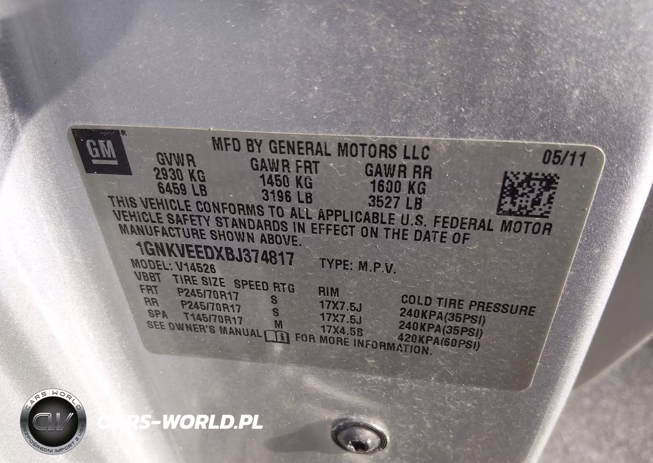 2011 Chevrolet Traverse Ls VIN:1GNKVEEDXBJ374817 - 9