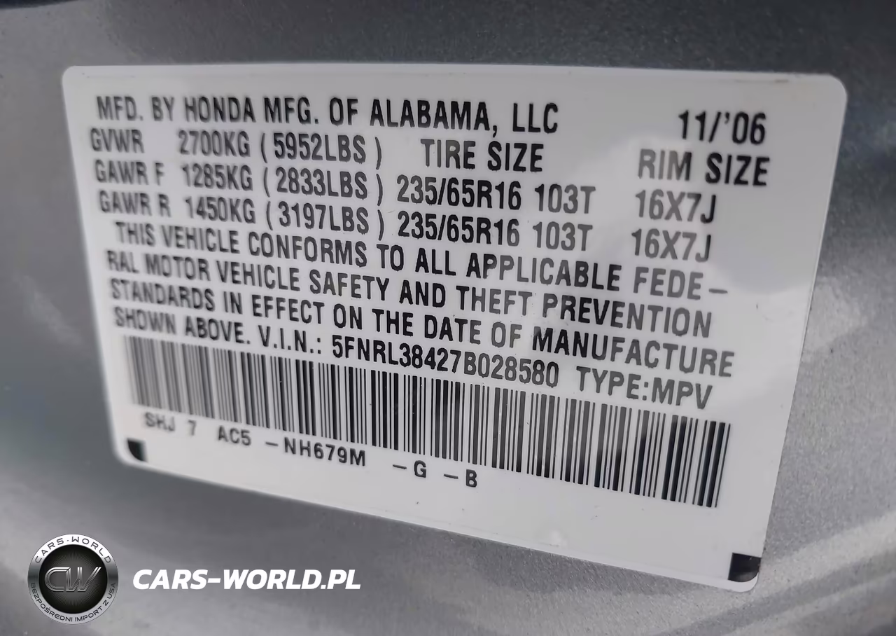2007 Honda Odyssey Ex VIN:5FNRL38427B028580 - 9