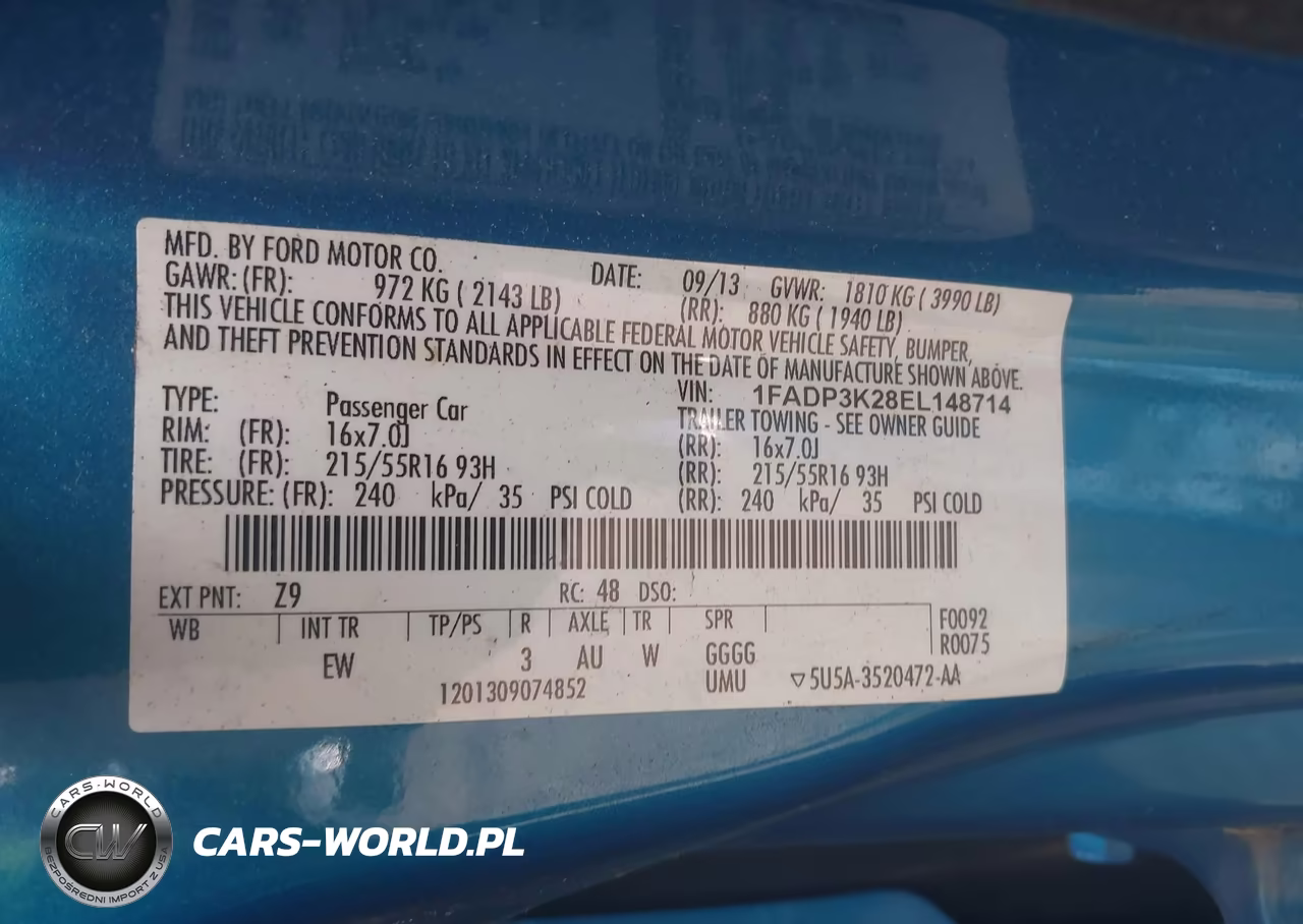 2014 Ford Focus Se VIN:1FADP3K28EL148714 - 9