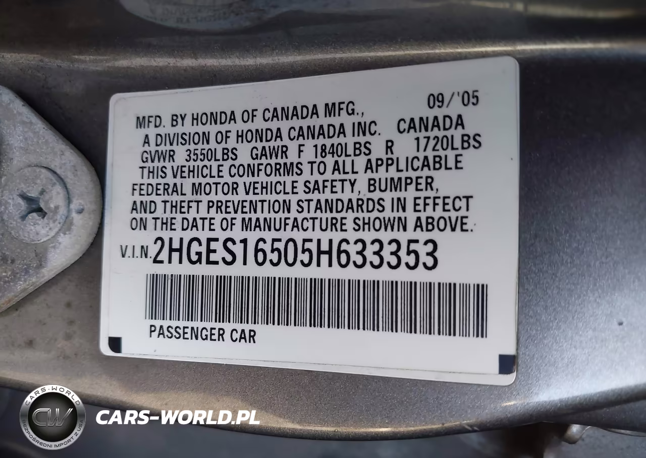 2005 Honda Civic Lx VIN:2HGES16505H633353 - 9