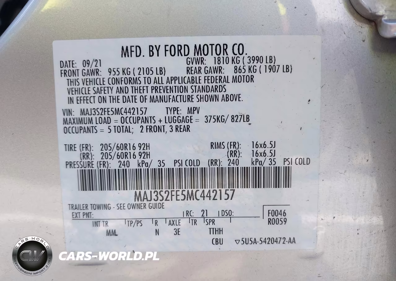 2021 Ford Ecosport S VIN:MAJ3S2FE5MC442157 - 9