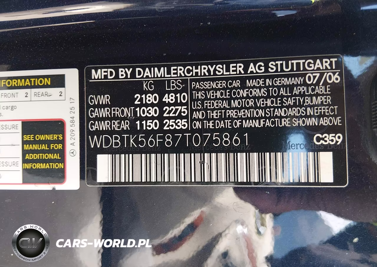 2007 Mercedes-Benz Clk 350 VIN:WDBTK56F87T075861 - 9