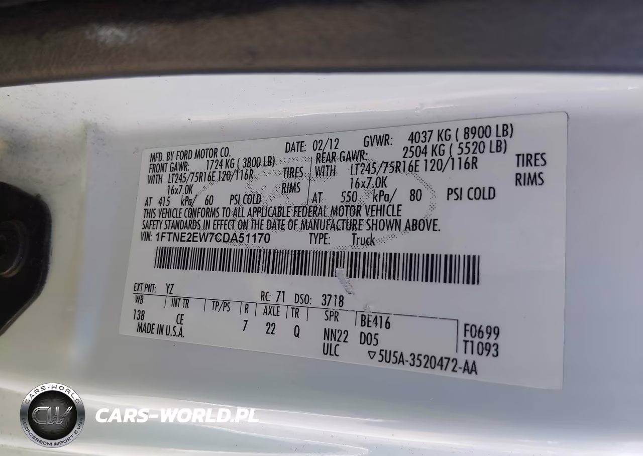 2012 Ford E-250 Commercial VIN:1FTNE2EW7CDA51170 - 9