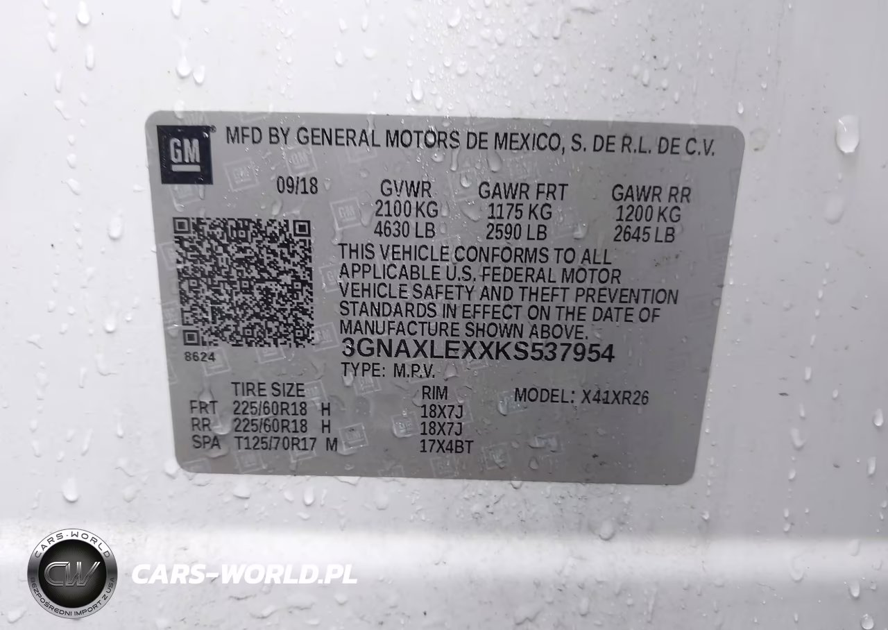 2019 Chevrolet Equinox Lt VIN:3GNAXLEXXKS537954 - 9