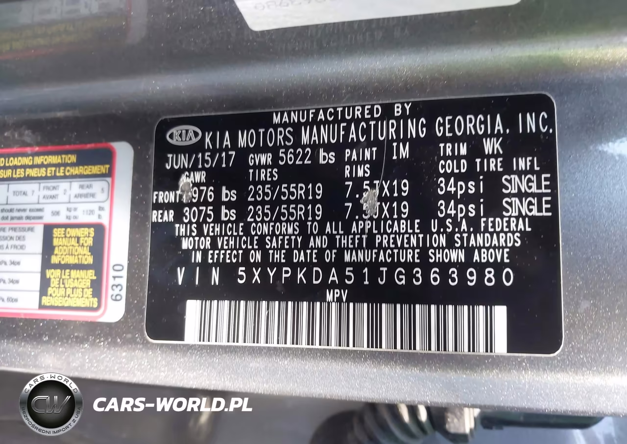 2018 Kia Sorento 3.3L Sx VIN:5XYPKDA51JG363980 - 9