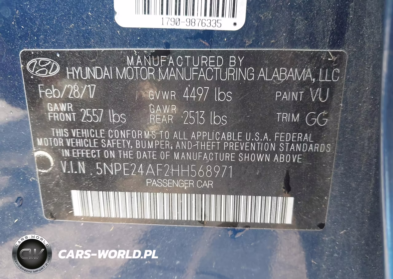 2017 Hyundai Sonata VIN:5NPE24AF2HH568971 - 9