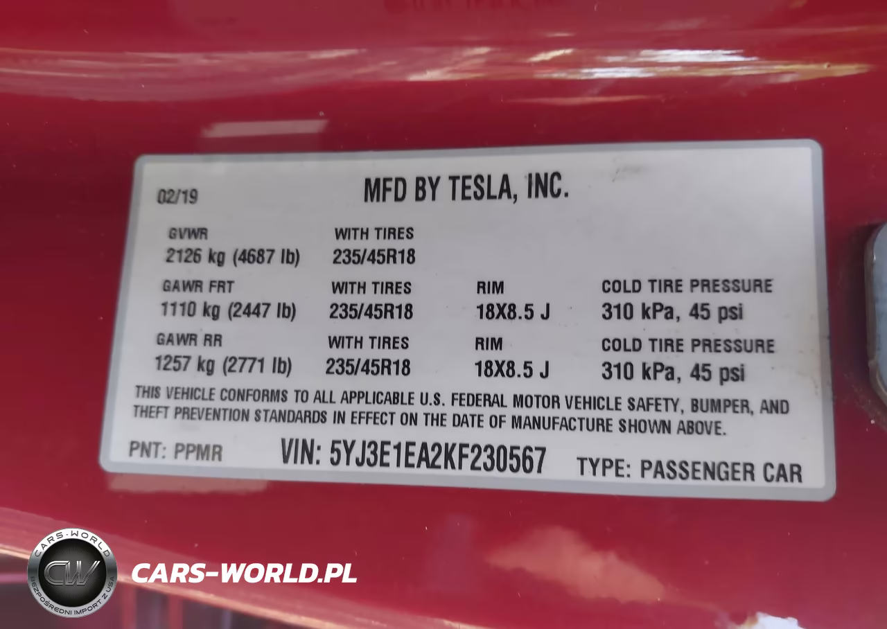 2019 Tesla Model 3 Long Range-Mid Range-Standard Range-Standard Range Plus VIN:5YJ3E1EA2KF230567 - 9