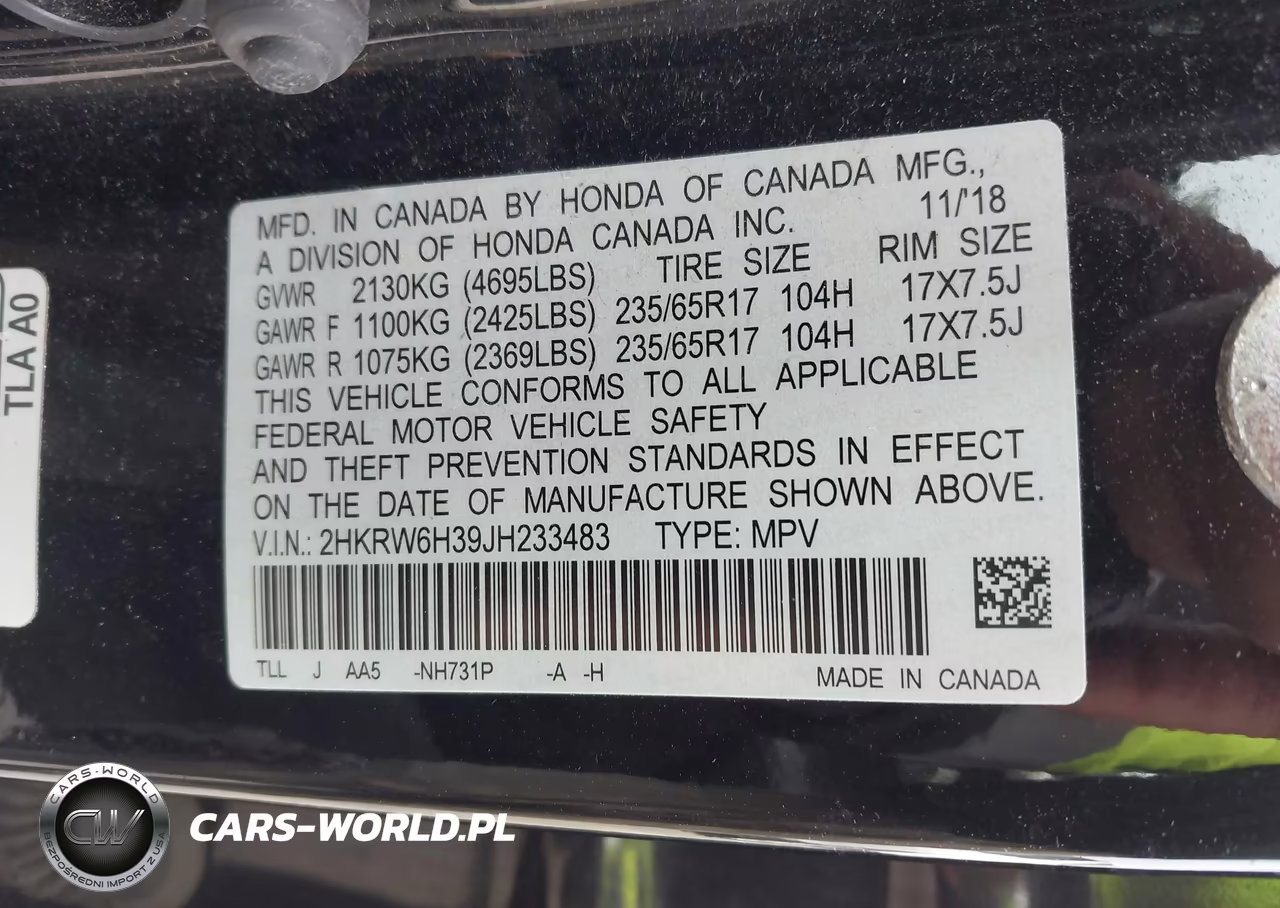 2018 Honda Cr-V Lx VIN:2HKRW6H39JH233483 - 9