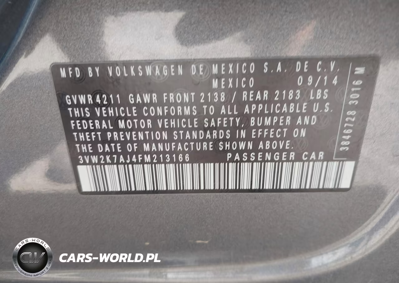 2015 Volkswagen Jetta 2.0L S VIN:3VW2K7AJ4FM213166 - 9