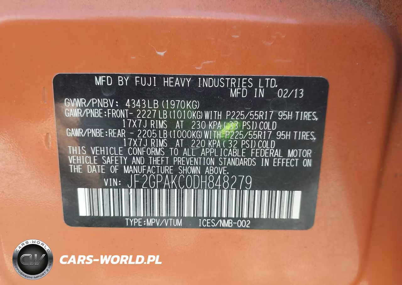 2013 SUBARU XV CROSSTREK 2.0I LIMITED VIN:JF2GPAKC0DH848279 - 9