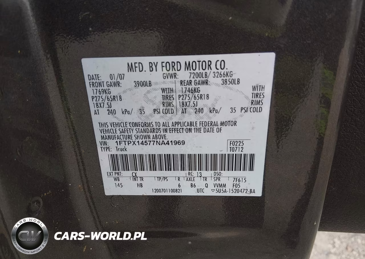 2007 Ford F-150 Fx4-Lariat-Xl-Xlt VIN:1FTPX14577NA41969 - 9