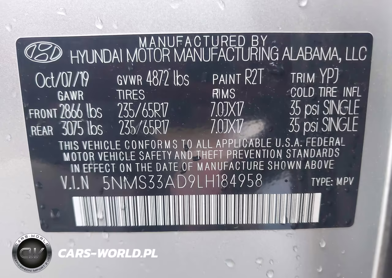 2020 Hyundai Santa Fe Sel VIN:5NMS33AD9LH184958 - 9