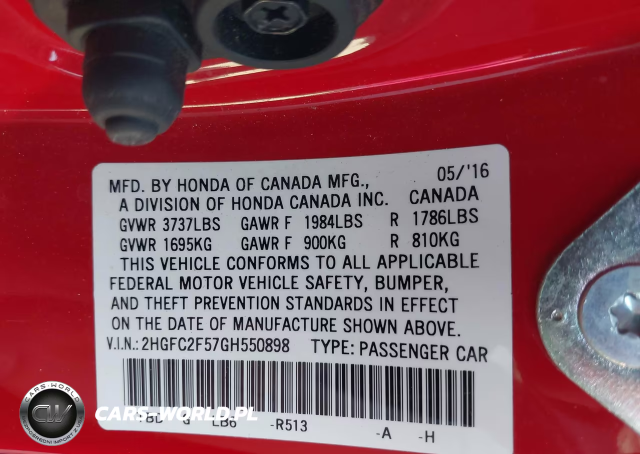 2016 Honda Civic Lx VIN:2HGFC2F57GH550898 - 9