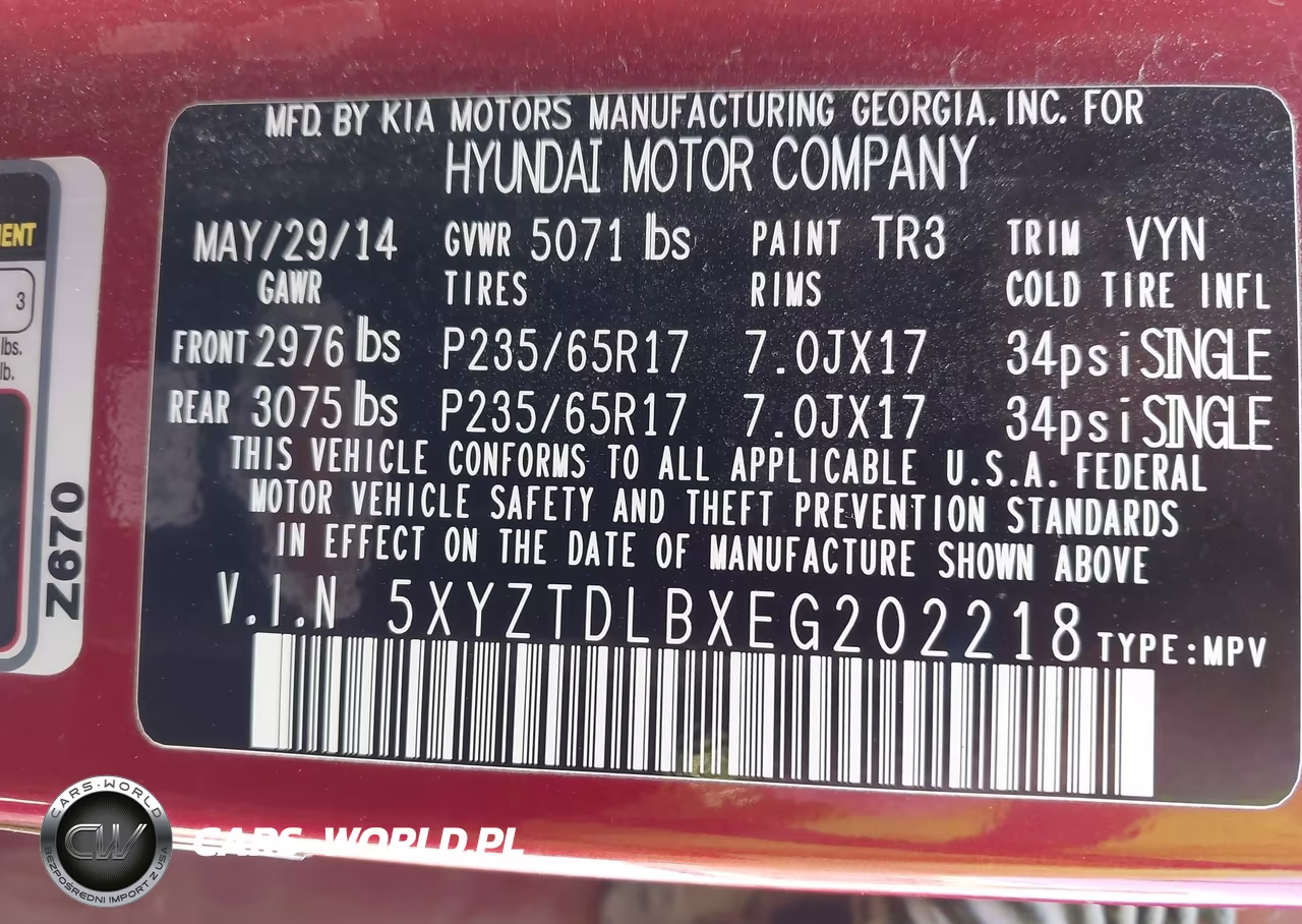 2014 Hyundai Santa Fe Sport 2.4L VIN:5XYZTDLBXEG202218 - 9