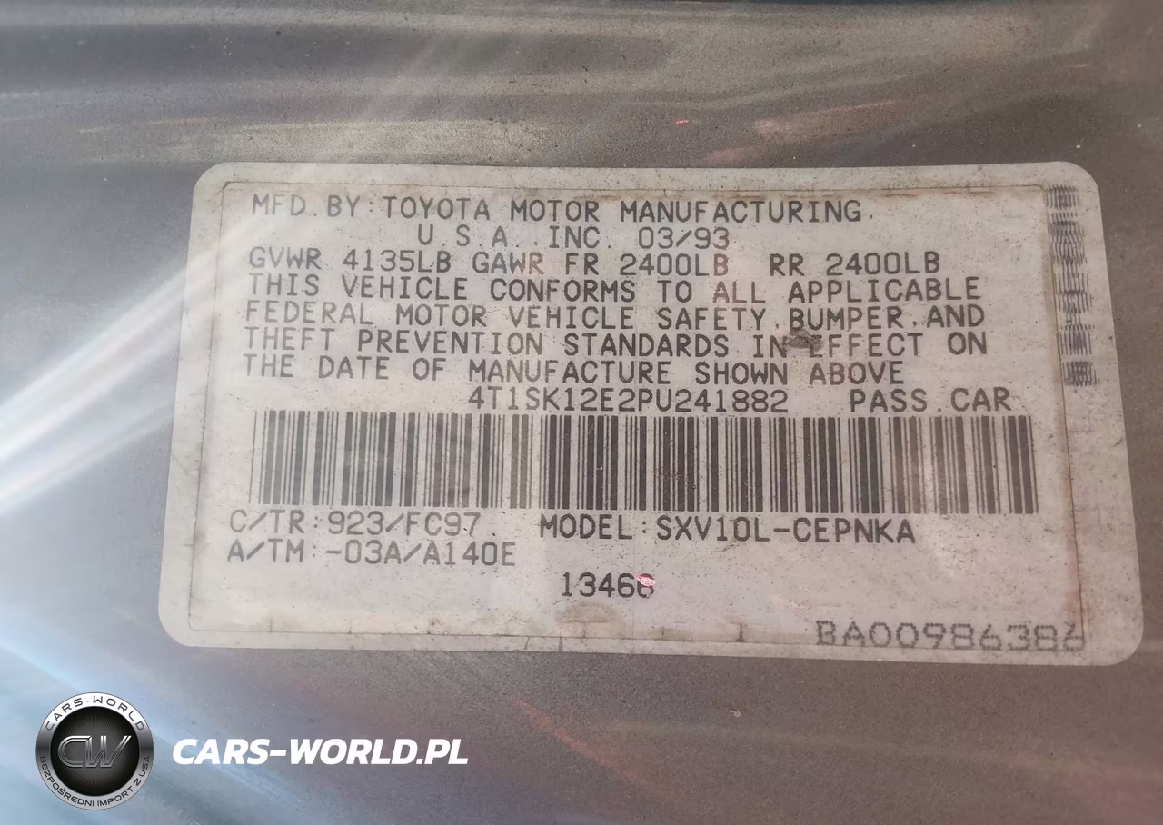 1993 Toyota Camry Le VIN:4T1SK12E2PU241882 - 9