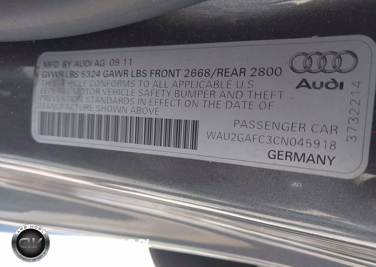 2012 Audi A7 3.0 Prestige VIN:WAU2GAFC3CN045918 - 9
