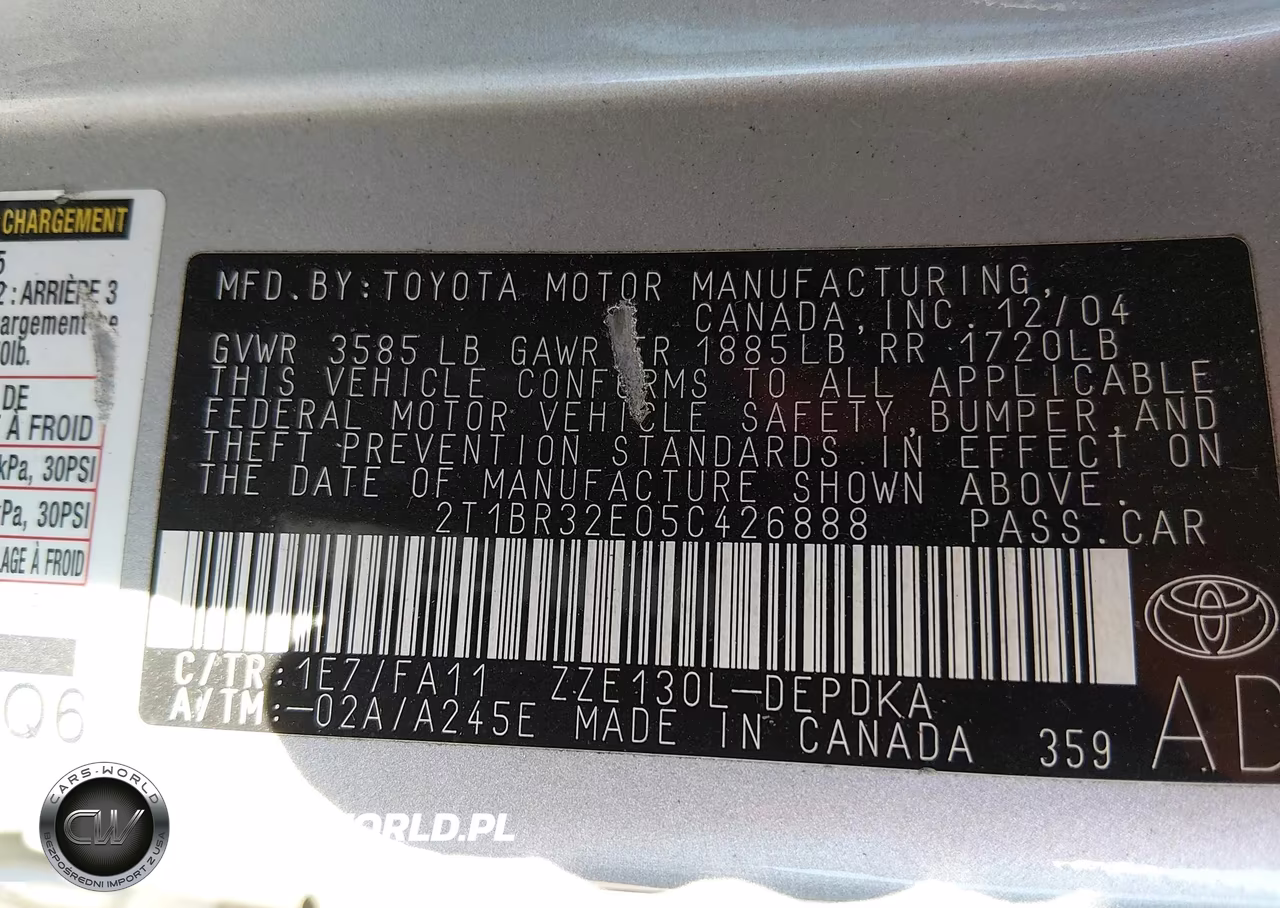 2005 Toyota Corolla Ce VIN:2T1BR32E05C426888 - 9