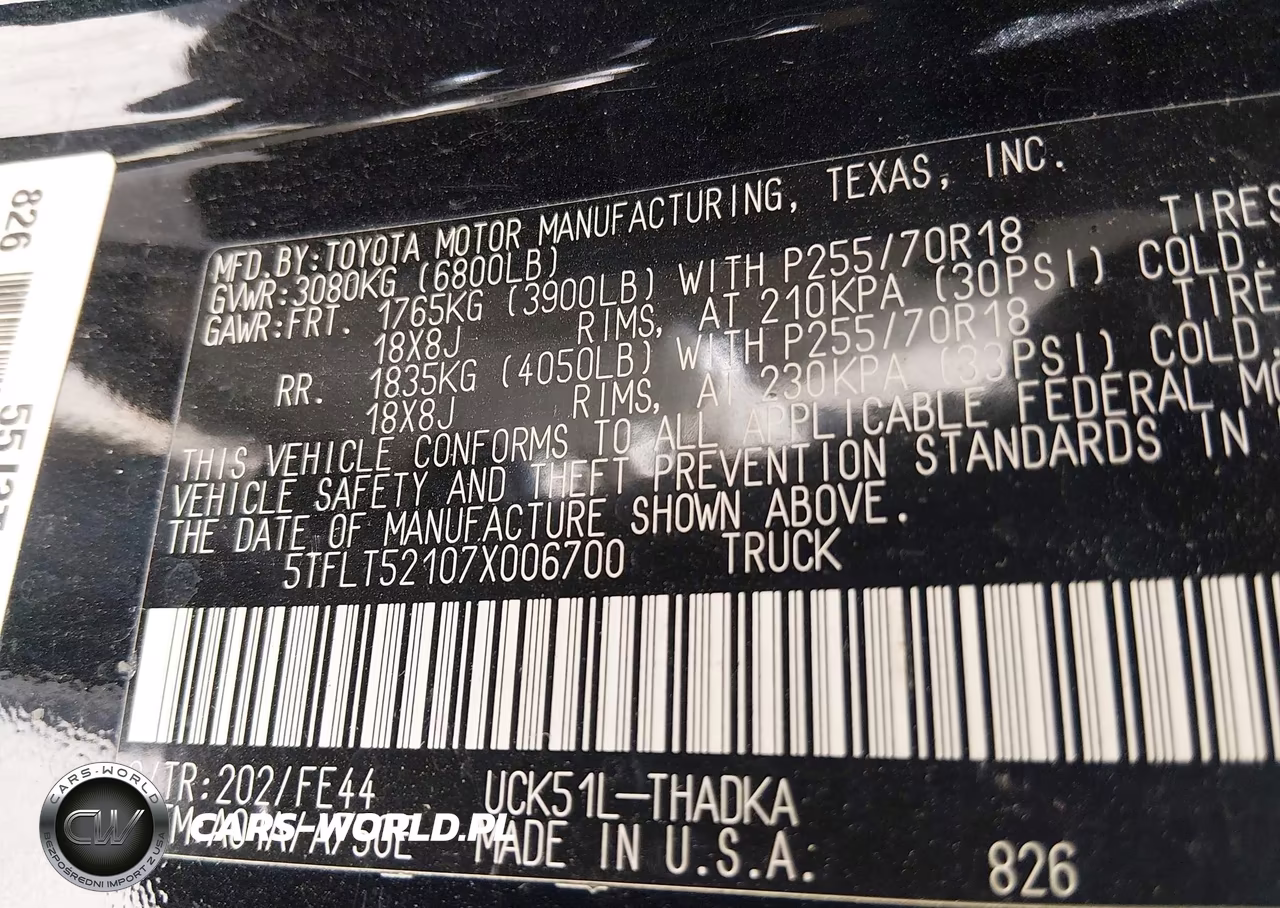 2007 Toyota Tundra Base V8 VIN:5TFLT52107X006700 - 9