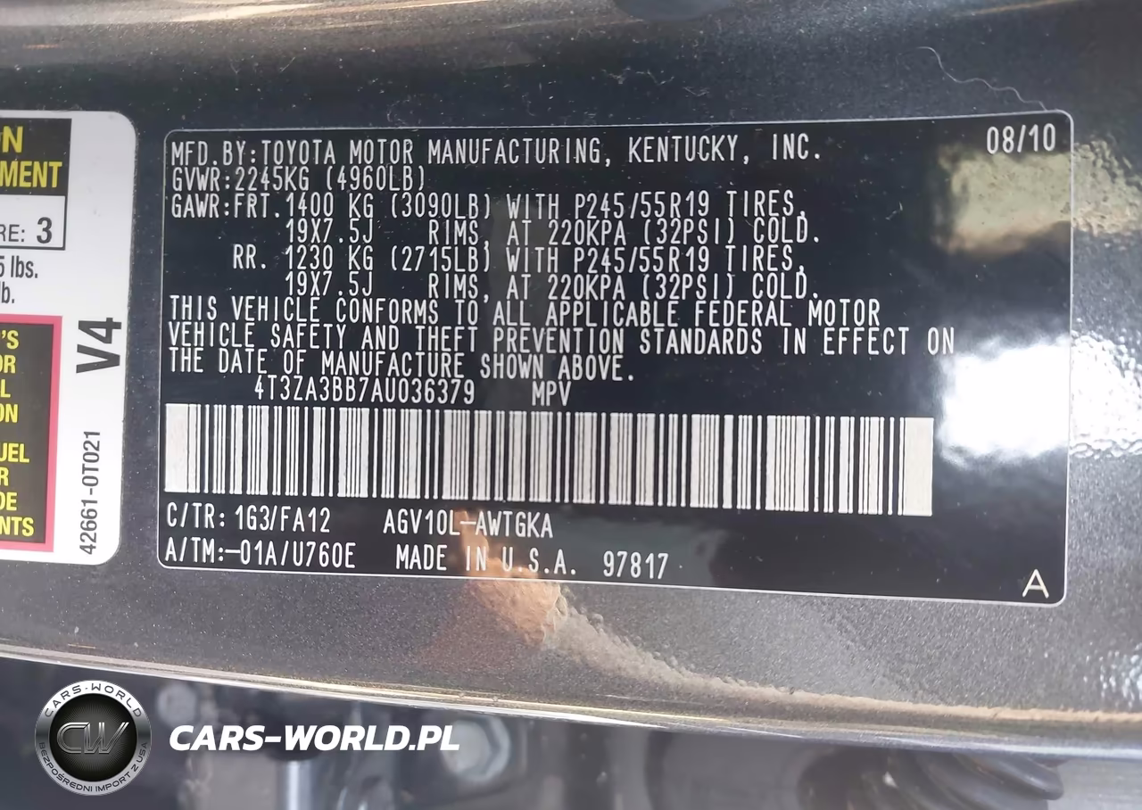 2010 Toyota Venza VIN:4T3ZA3BB7AU036379 - 9