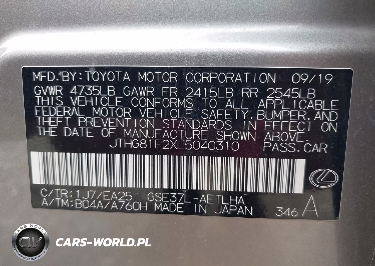 2020 Lexus Is 300 VIN:JTHG81F2XL5040310 - 9