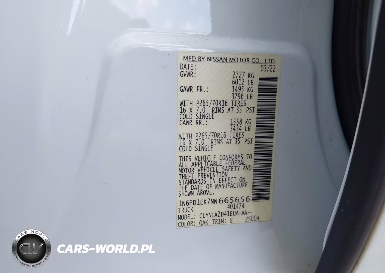2022 Nissan Frontier S 4X4 VIN:1N6ED1EK7NN665656 - 9