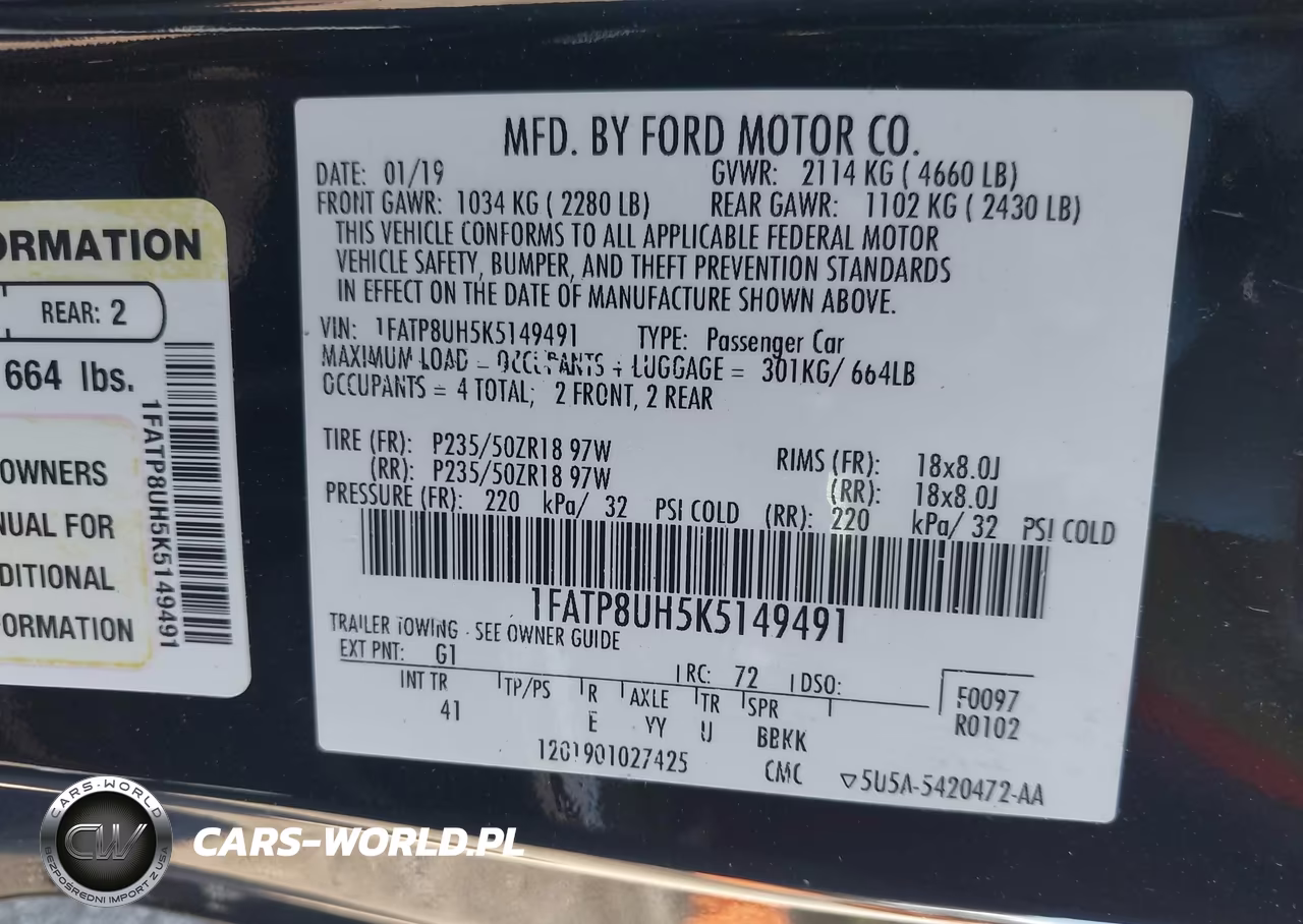 2019 Ford Mustang Ecoboost Premium VIN:1FATP8UH5K5149491 - 9