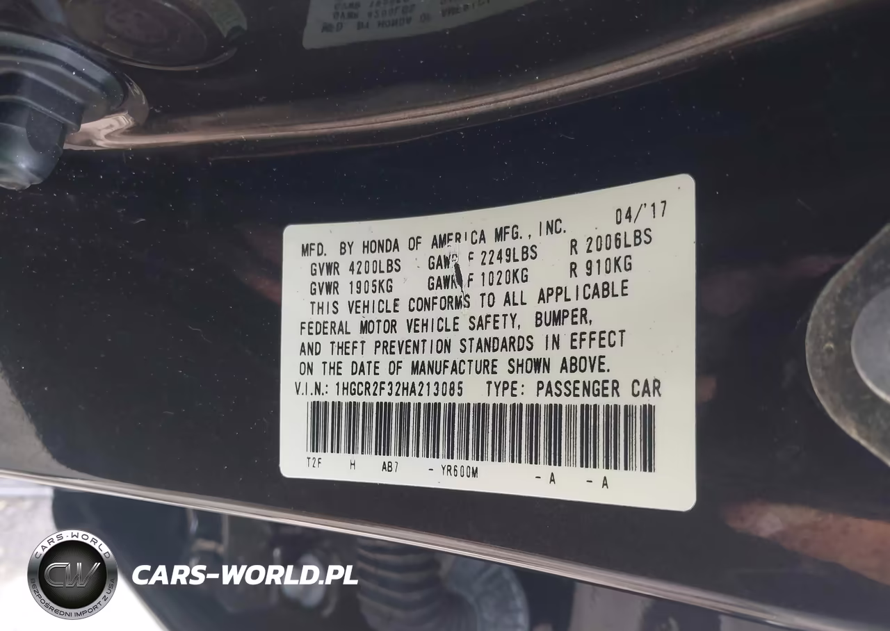 2017 Honda Accord Lx VIN:1HGCR2F32HA213085 - 9