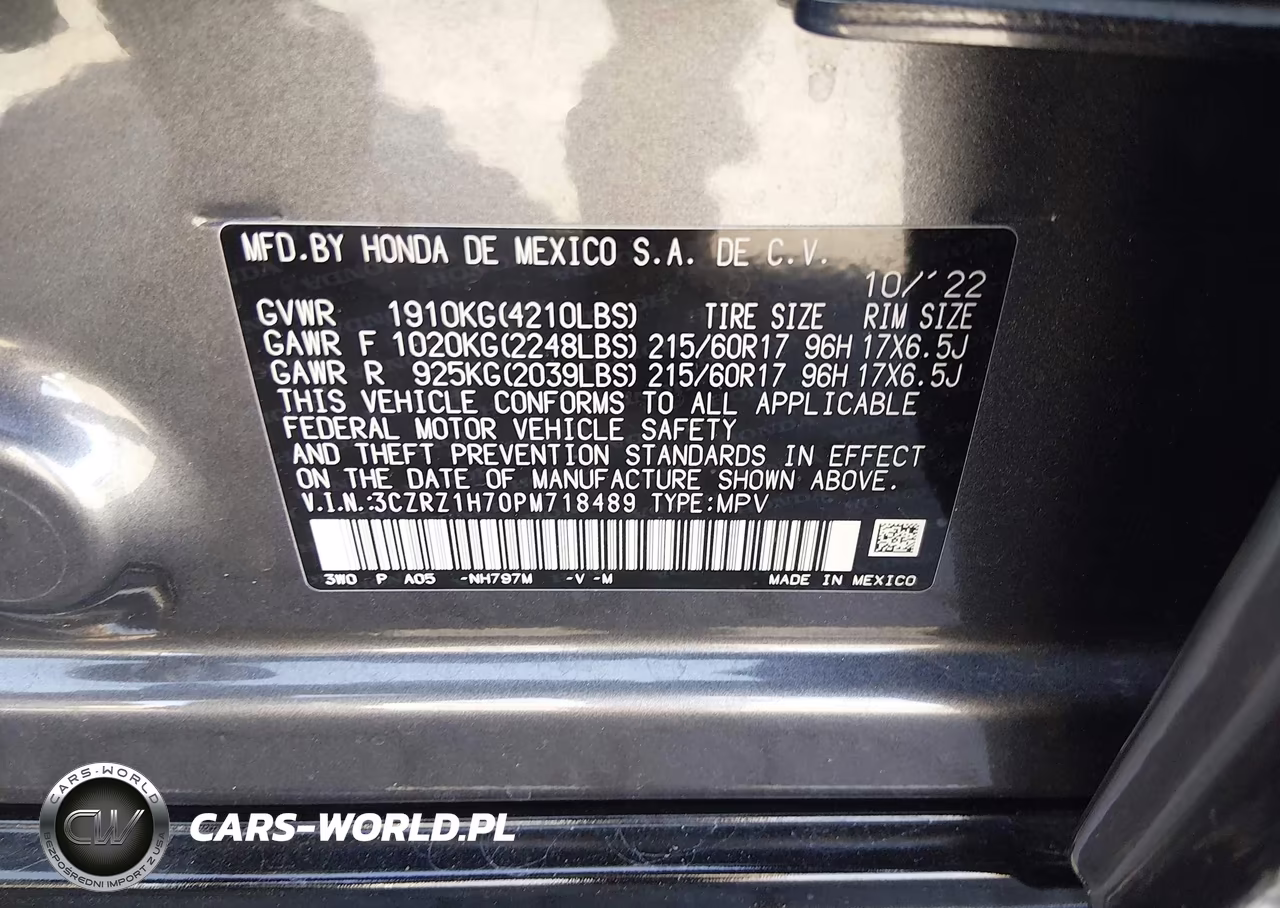 2023 Honda Hr-V 2Wd Ex-L VIN:3CZRZ1H70PM718489 - 9