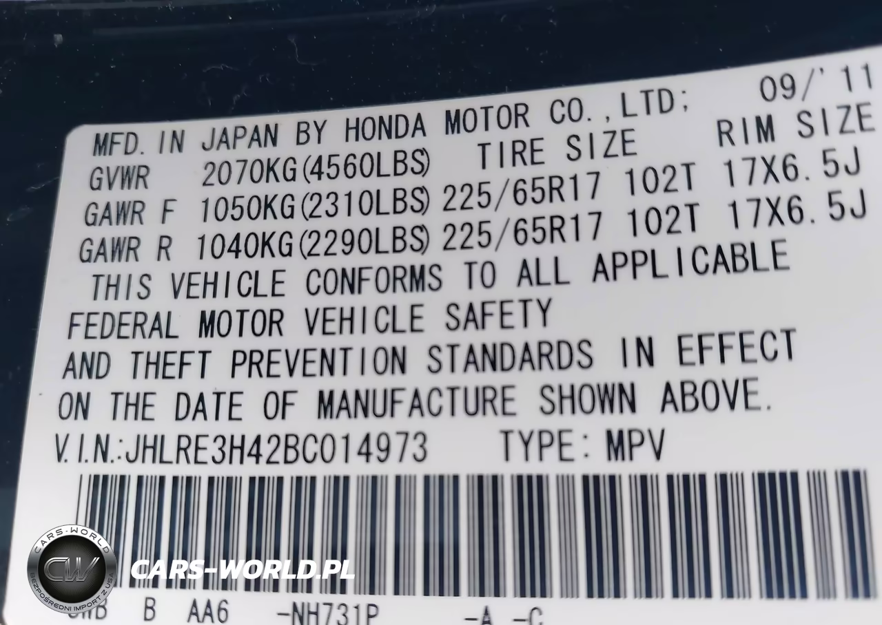 2011 Honda Cr-V Se VIN:JHLRE3H42BC014973 - 9