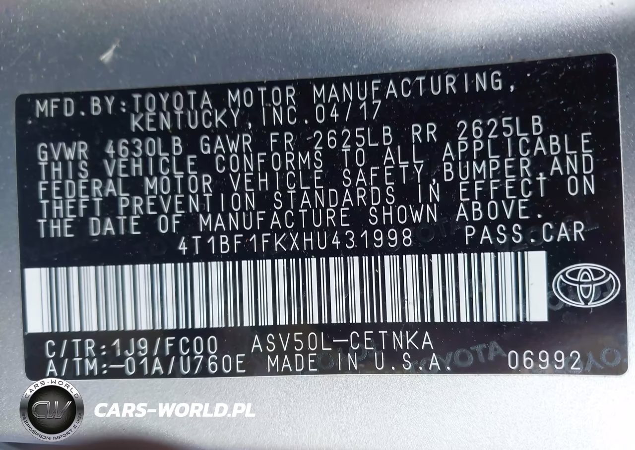 2017 Toyota Camry Le VIN:4T1BF1FKXHU431998 - 9