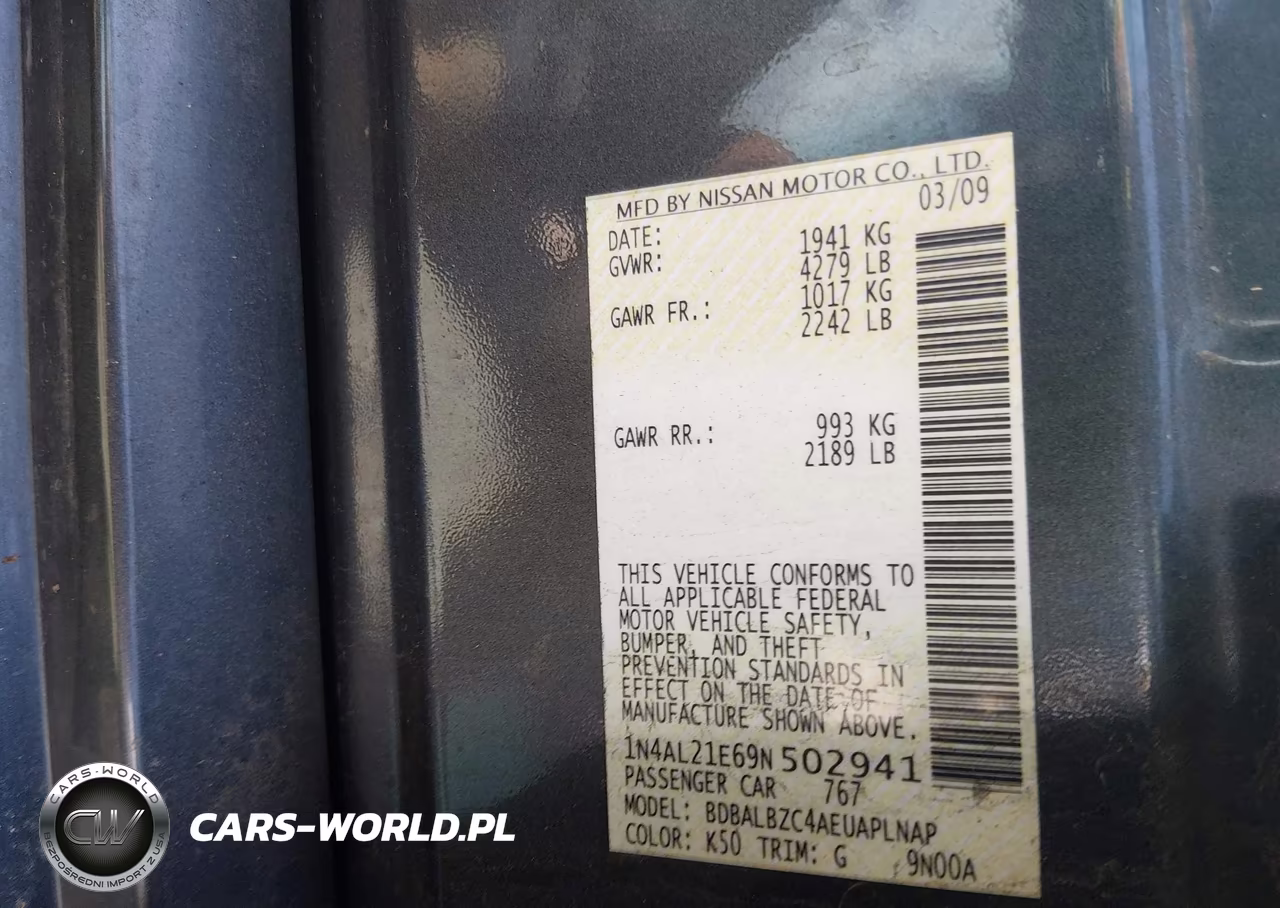 2009 Nissan Altima 2.5 S VIN:1N4AL21E69N502941 - 9