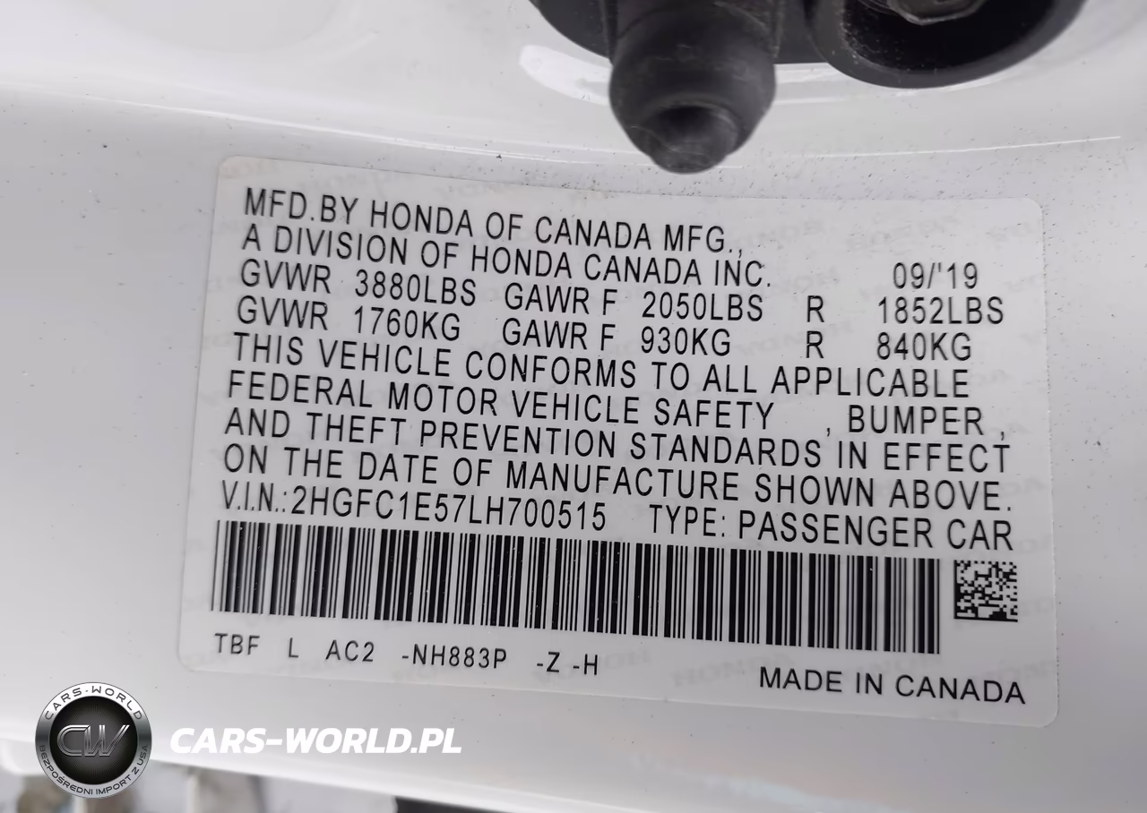 2020 Honda Civic Si Sedan VIN:2HGFC1E57LH700515 - 9