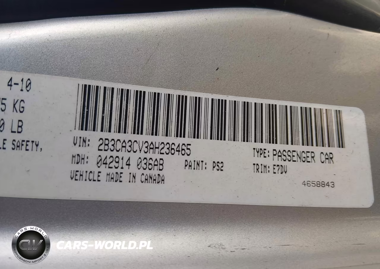 2010 Dodge Charger Sxt VIN:2B3CA3CV3AH236465 - 9