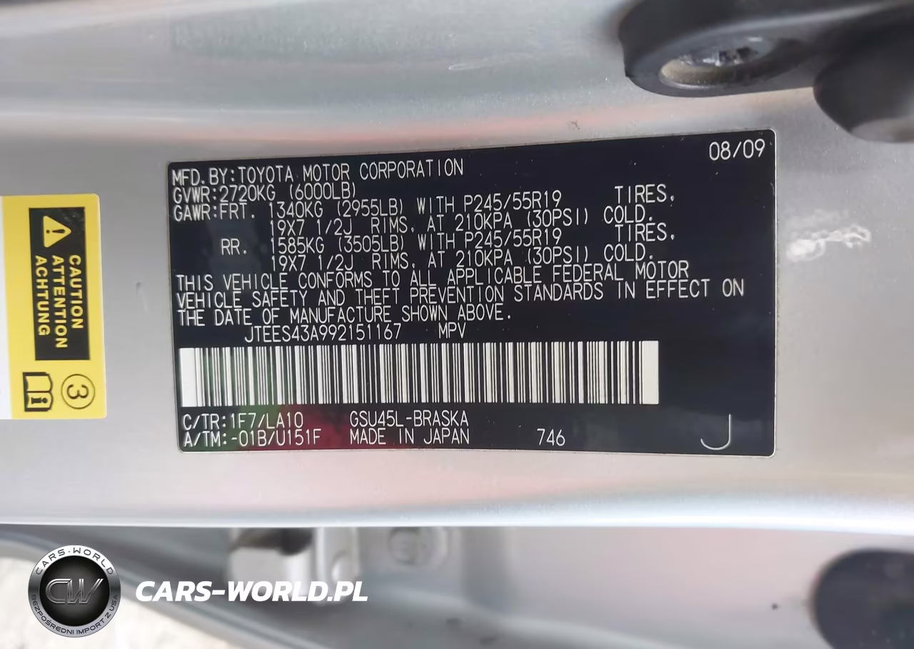 2009 Toyota Highlander Sport VIN:JTEES43A992151167 - 9