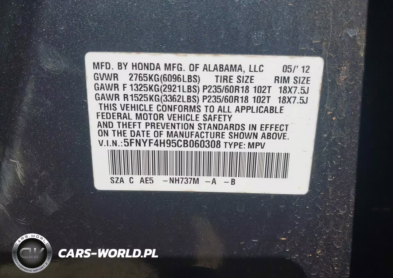 2012 Honda Pilot Touring VIN:5FNYF4H95CB060308 - 9