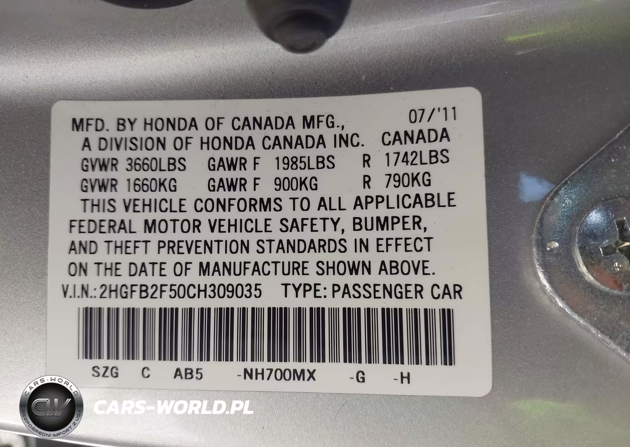 2012 Honda Civic Lx VIN:2HGFB2F50CH309035 - 9